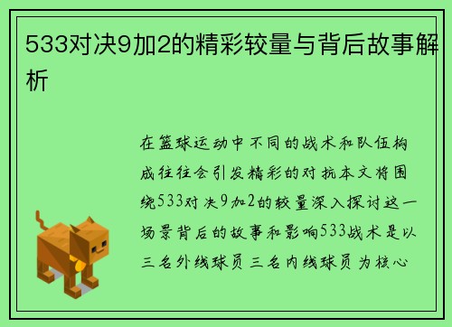 533对决9加2的精彩较量与背后故事解析